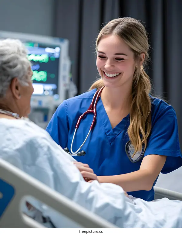 Nurse Caring for Patient in Hospital Bed