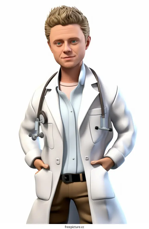 Confident Male Doctor Wearing Stethoscope