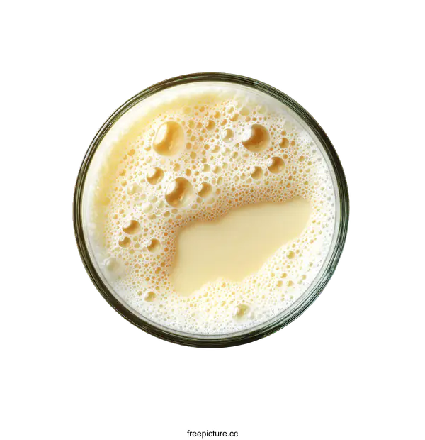 [Transparent Background PNG]Glass of Soy Milk with Frothy Top