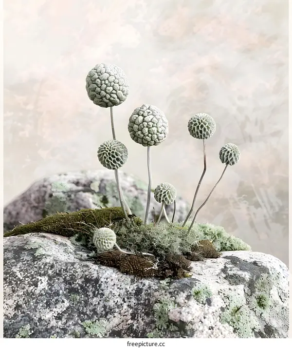 Minimalist Photography of Small Plants Growing on a Rock