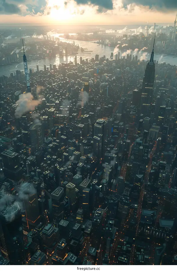 Futuristic Aerial View of a Metropolis