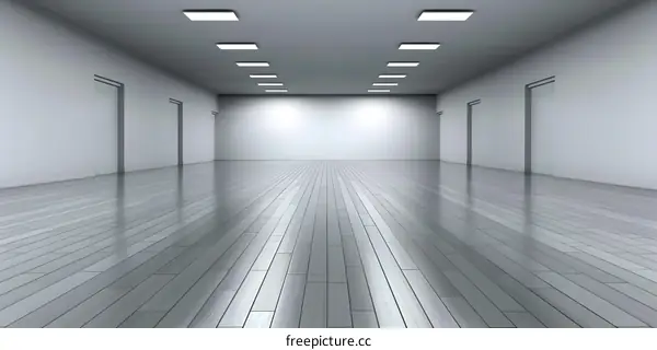 Empty White Hallway With Light