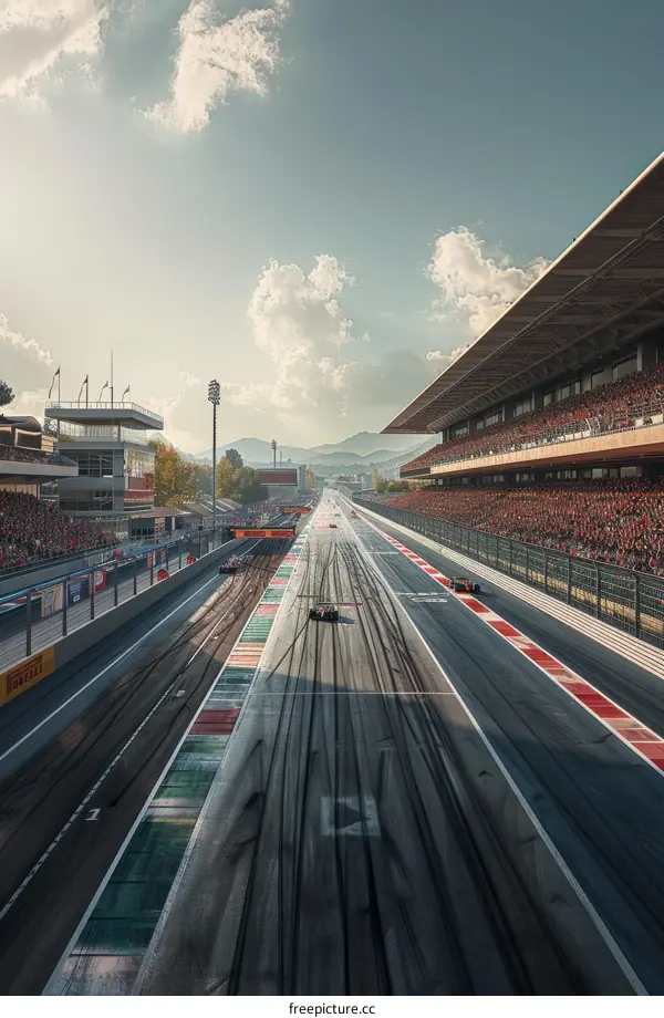 Formula One cars racing on a track