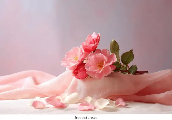 Delicate Pink Roses on a Sheer Fabric