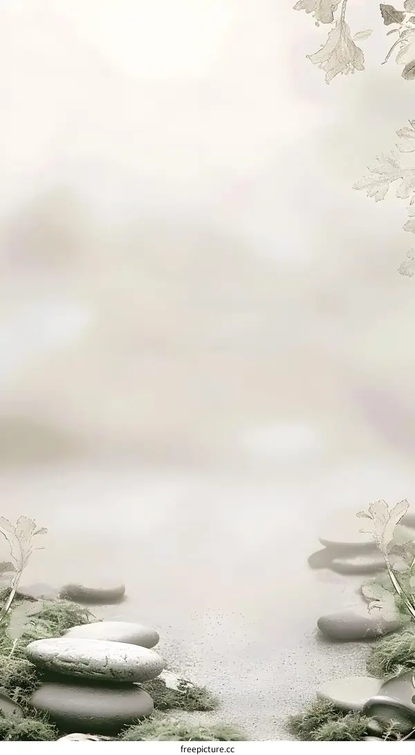 Zen Garden With Smooth Stones And Foggy Background