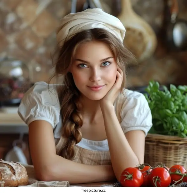 Portrait of a beautiful young woman in a headscarf