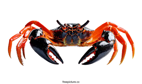 [Transparent Background PNG]Closeup of a vibrant red and black crab