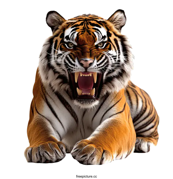 [Transparent Background PNG]Powerful Tiger Roar Close-up Image
