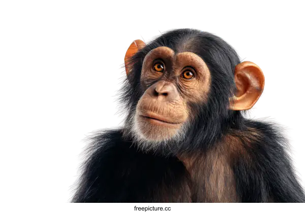 [Transparent Background PNG]Closeup Portrait of a Young Chimpanzee