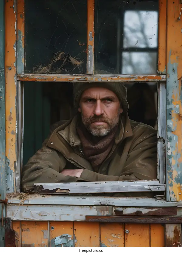 Portrait of a Man in a Window Frame