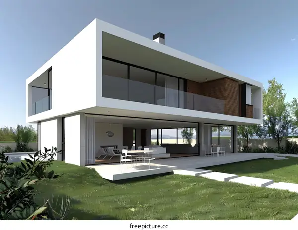 Modern House Design with a Large Balcony