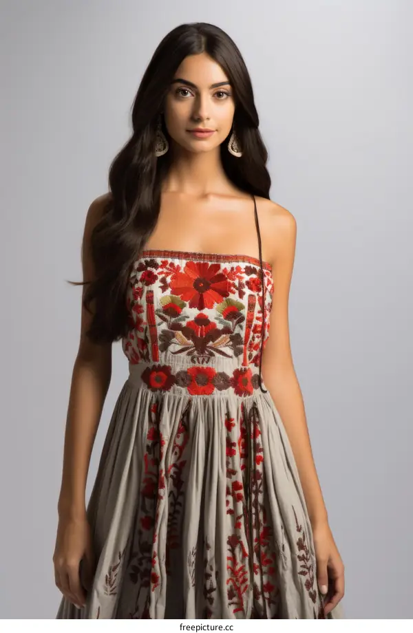 Fashion embroidered dress with beautiful patterns