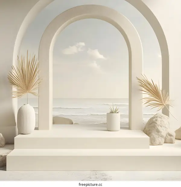 Minimalist  White Arch  with Ocean View 