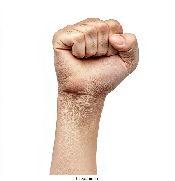 Close Up of a Fist with a Light Skin Tone