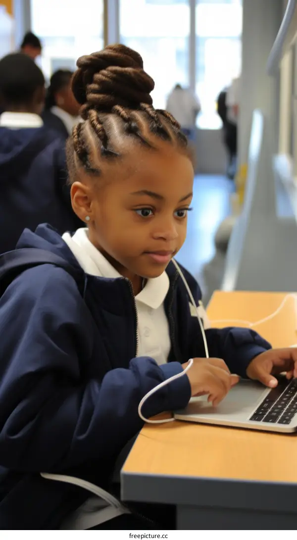Little girl using laptop