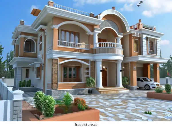 Luxury House Exterior Design Illustration