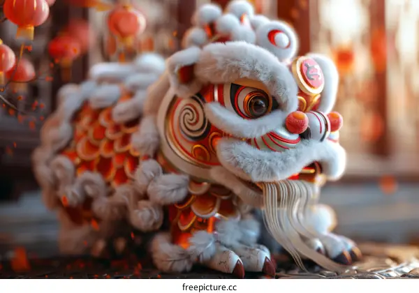 Digital Chinese Lion Dance Costume Illustration