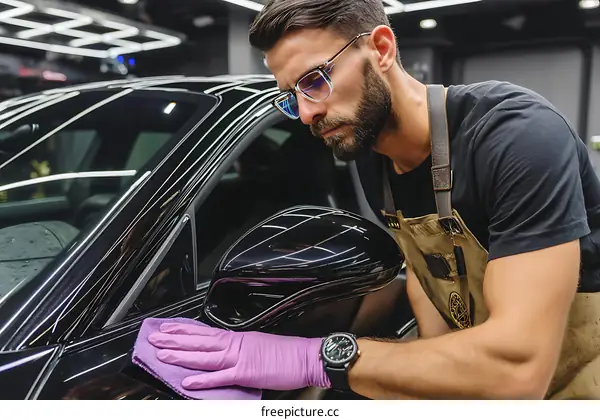 Auto Detailing Car Body Care Professional Caucasian Male