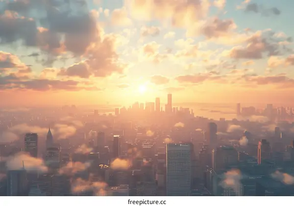 Sunrise over the City Skyline