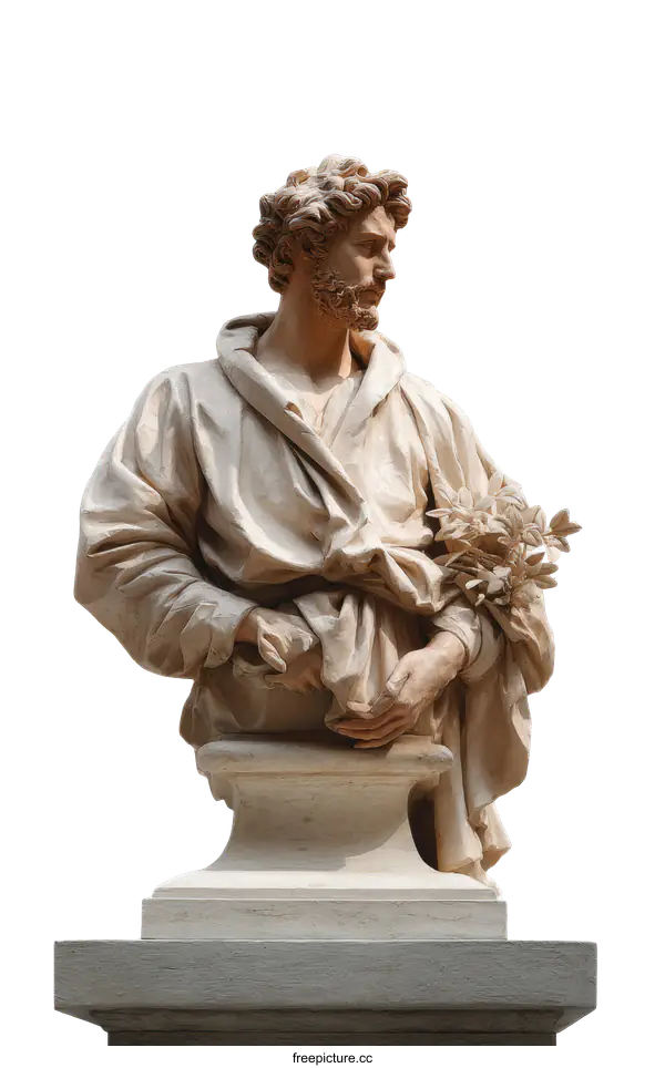 [Transparent Background PNG]Ancient Bust Sculpture of a Man