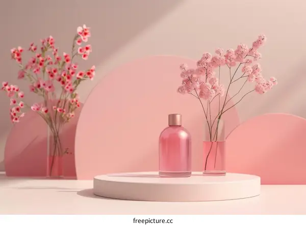 Pink Floral Cosmetic Product Display