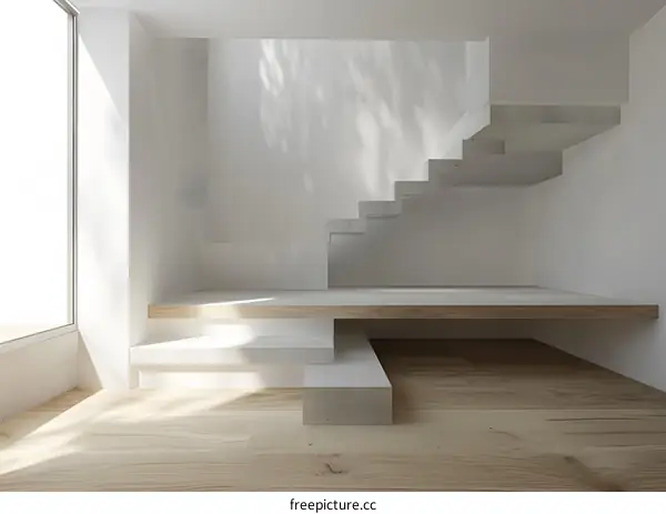 Minimalist Concrete Staircase Design in Modern Interior