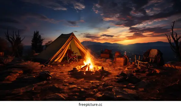Camping under the stars in the mountains