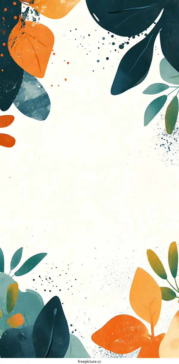 Abstract Green and Orange Leaves Illustration