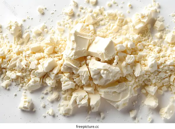 White chocolate chunks and shavings