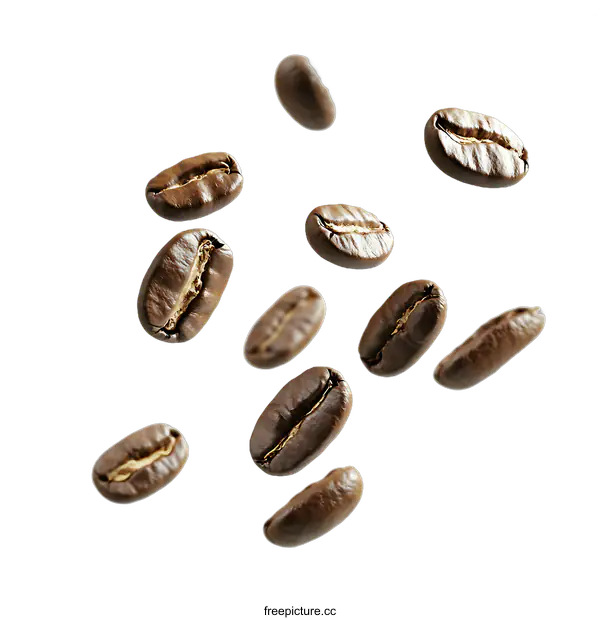 [Transparent Background PNG]Coffee Beans Falling on transparent background