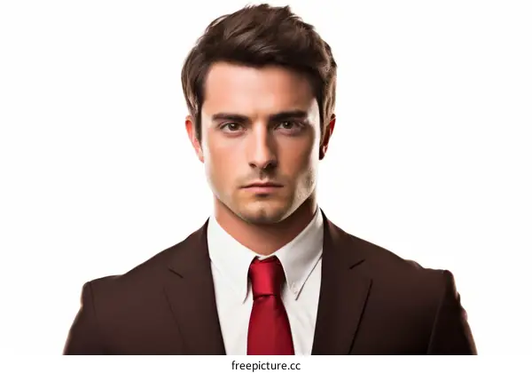 A young professional man in a suit and tie