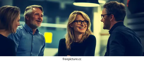 Smiling Business People Talking During a Meeting