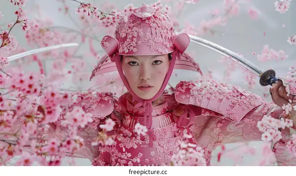 Sakura Samurai: Female Warrior in Pink Armor