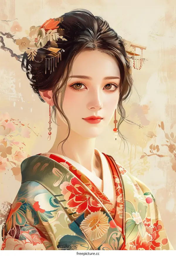 An East Asian woman in traditional clothes