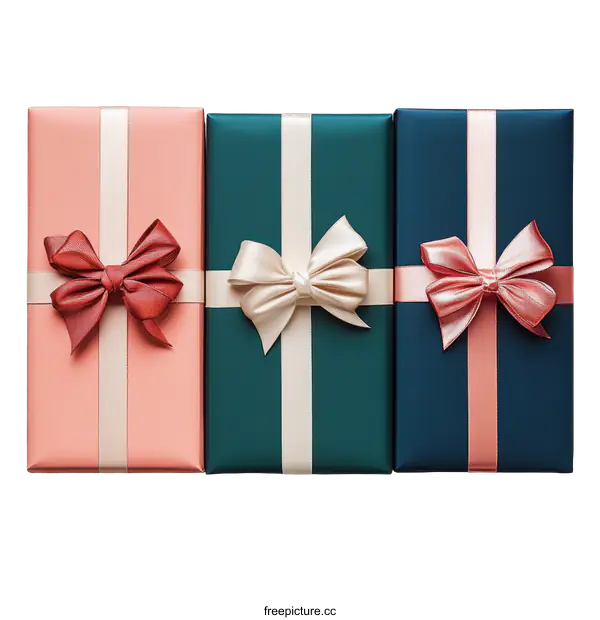 [Transparent Background PNG]Three Gift Boxes with Festive Ribbons