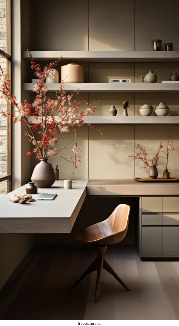 Stylish Home Office With Natural Elements