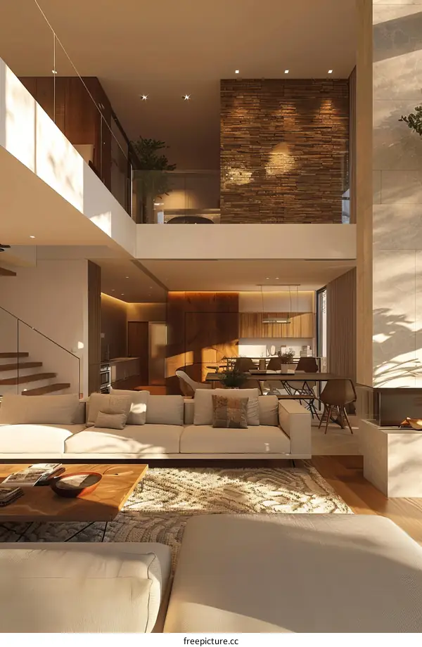 Modern Open-plan Living Room with Two Storey Design