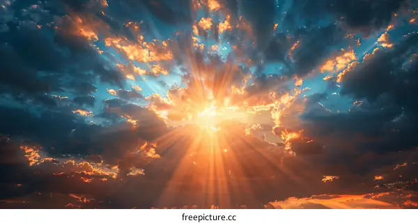 Dramatic Sunset Sky with Blue and Orange Clouds