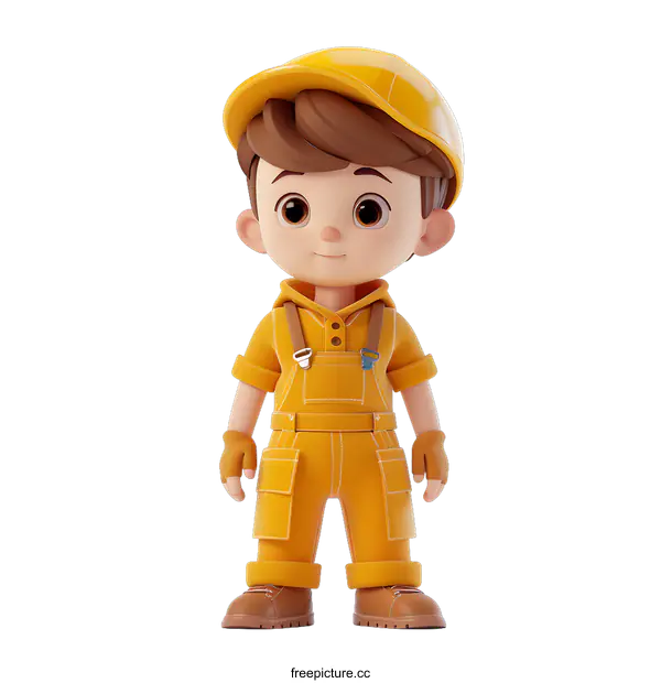[Transparent Background PNG]3D Cartoon Boy Builder