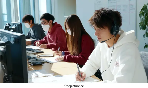 Students Working in a Study Room