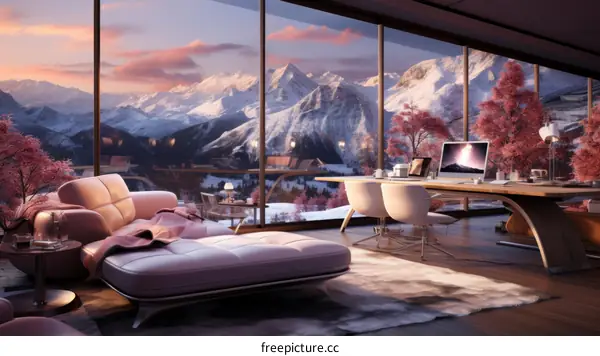 Modern Mountain Home Interior With Scenic Views