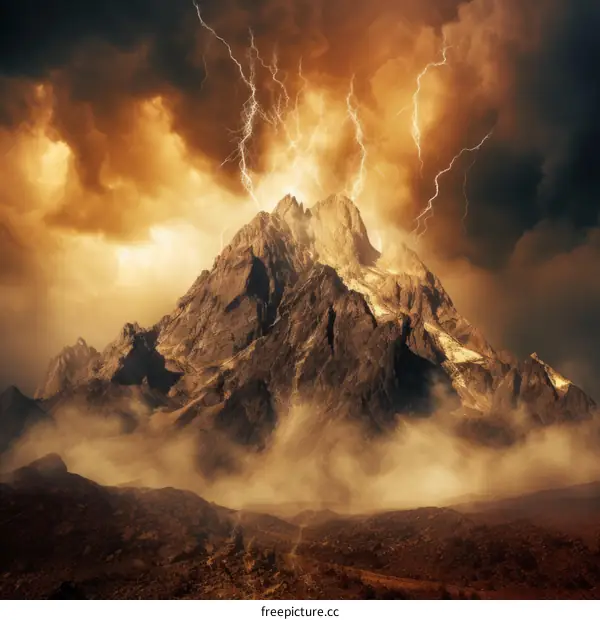 Landscape with a Mountain and a Lightning Storm