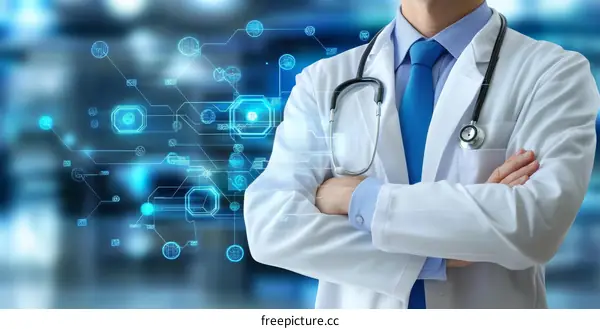 Medical Professional with Digital Health Overlay