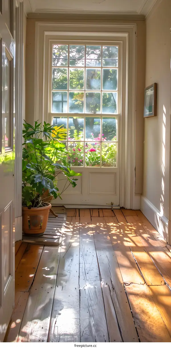 Sunlight Streaming Through Window In Vintage Home