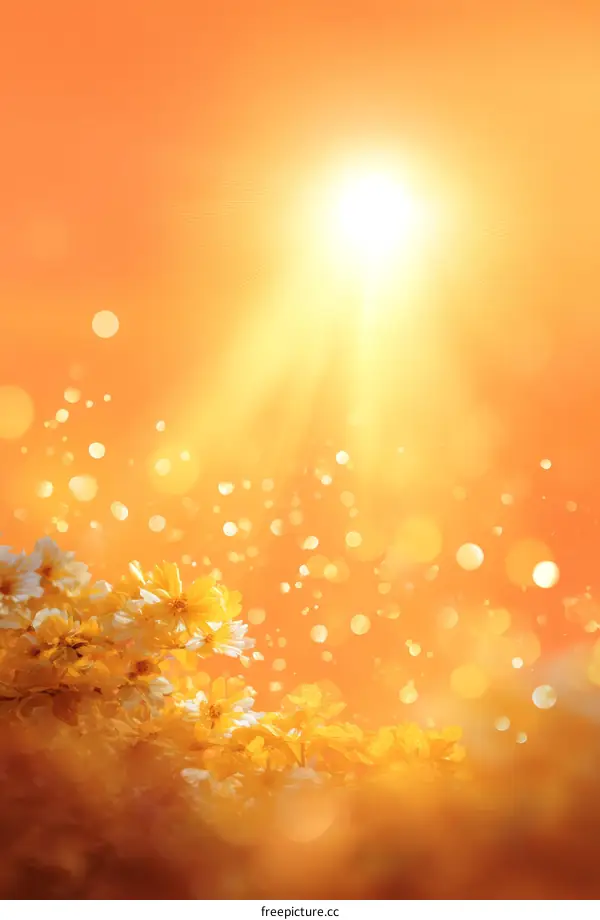 Vibrant Yellow Flowers with Sunbeams