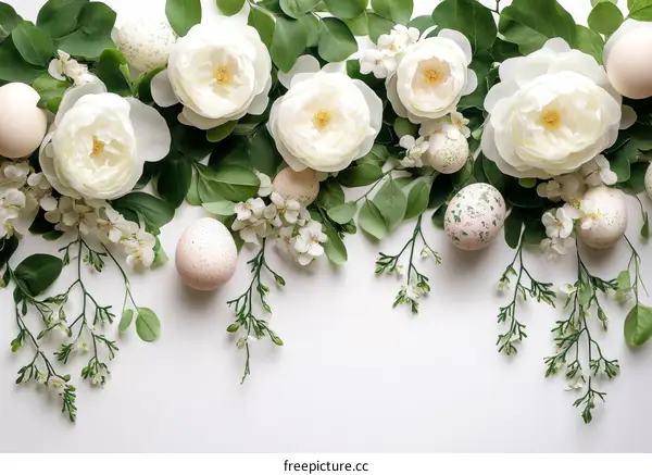 Elegant Easter Floral Arrangement on White Background
