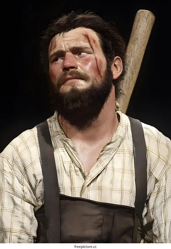 Portrait of a Man With a Beard and a Baseball Bat