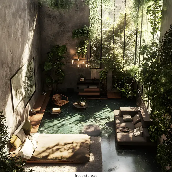 Modern Interior Design with Green Plants and Natural Light