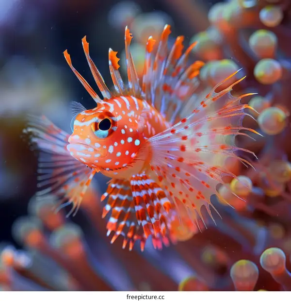 Red and White Striped Lionfish