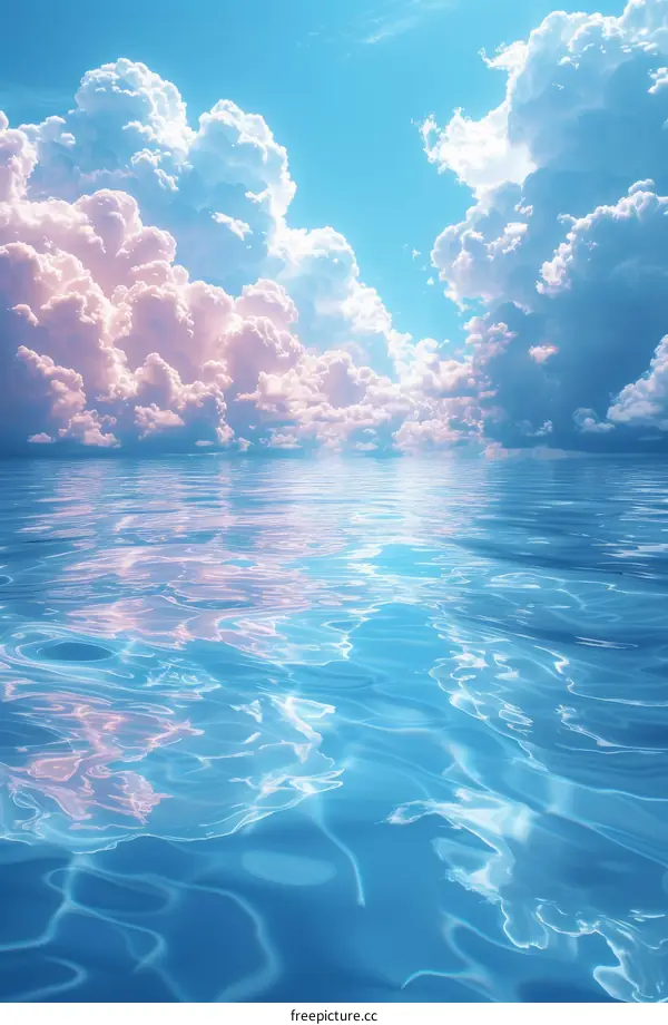 Pink clouds reflecting on the surface of the water